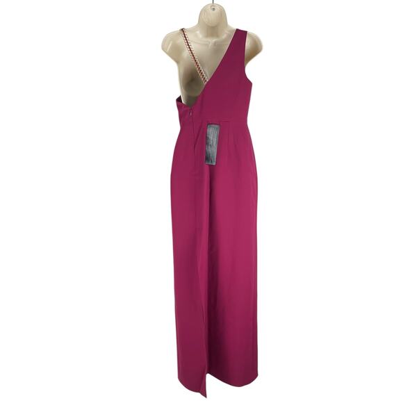 BCBGMaxAzria Gracie One Shoulder Chain Gown Column Dress Beet Size 2 - Picture 8 of 13